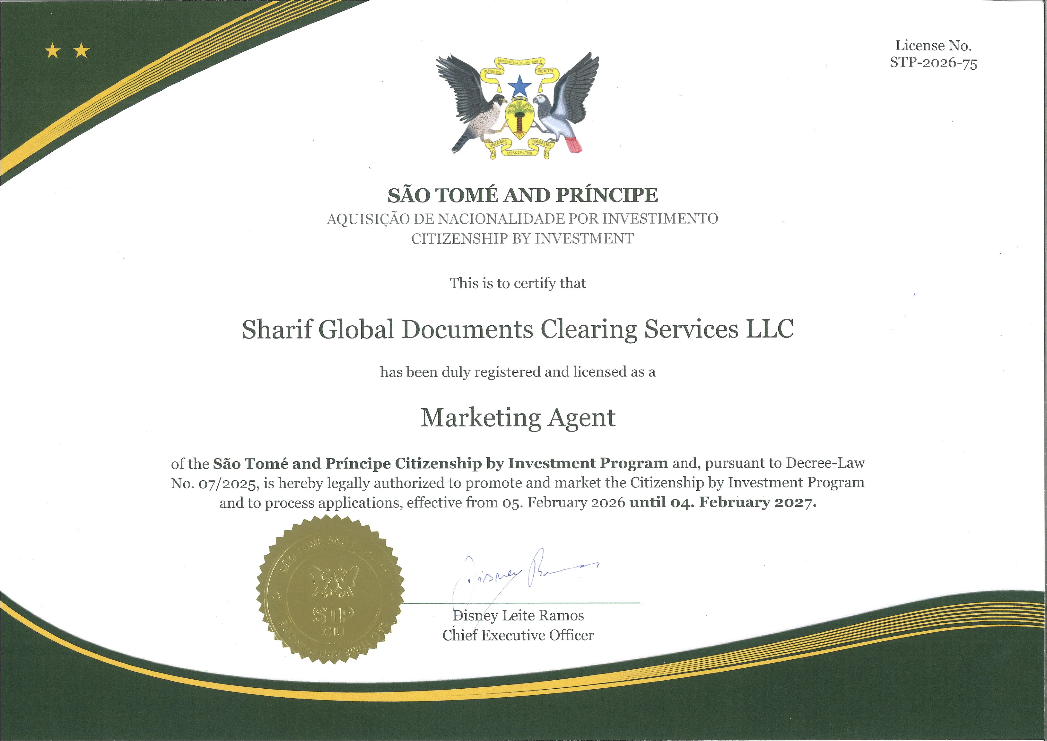 Sao Tome Agent License